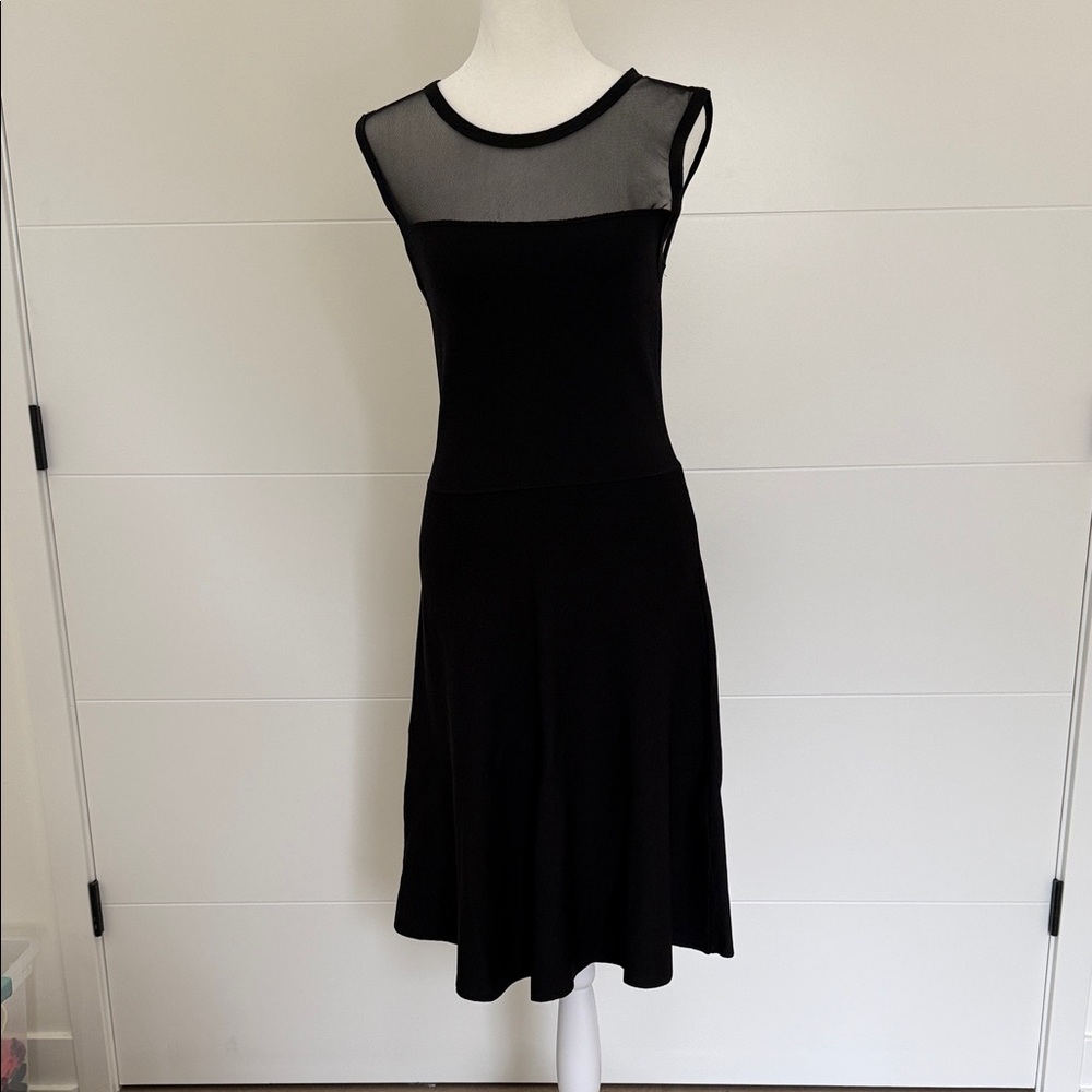 John + Jenn Black Sheer Yoke Midi Dress